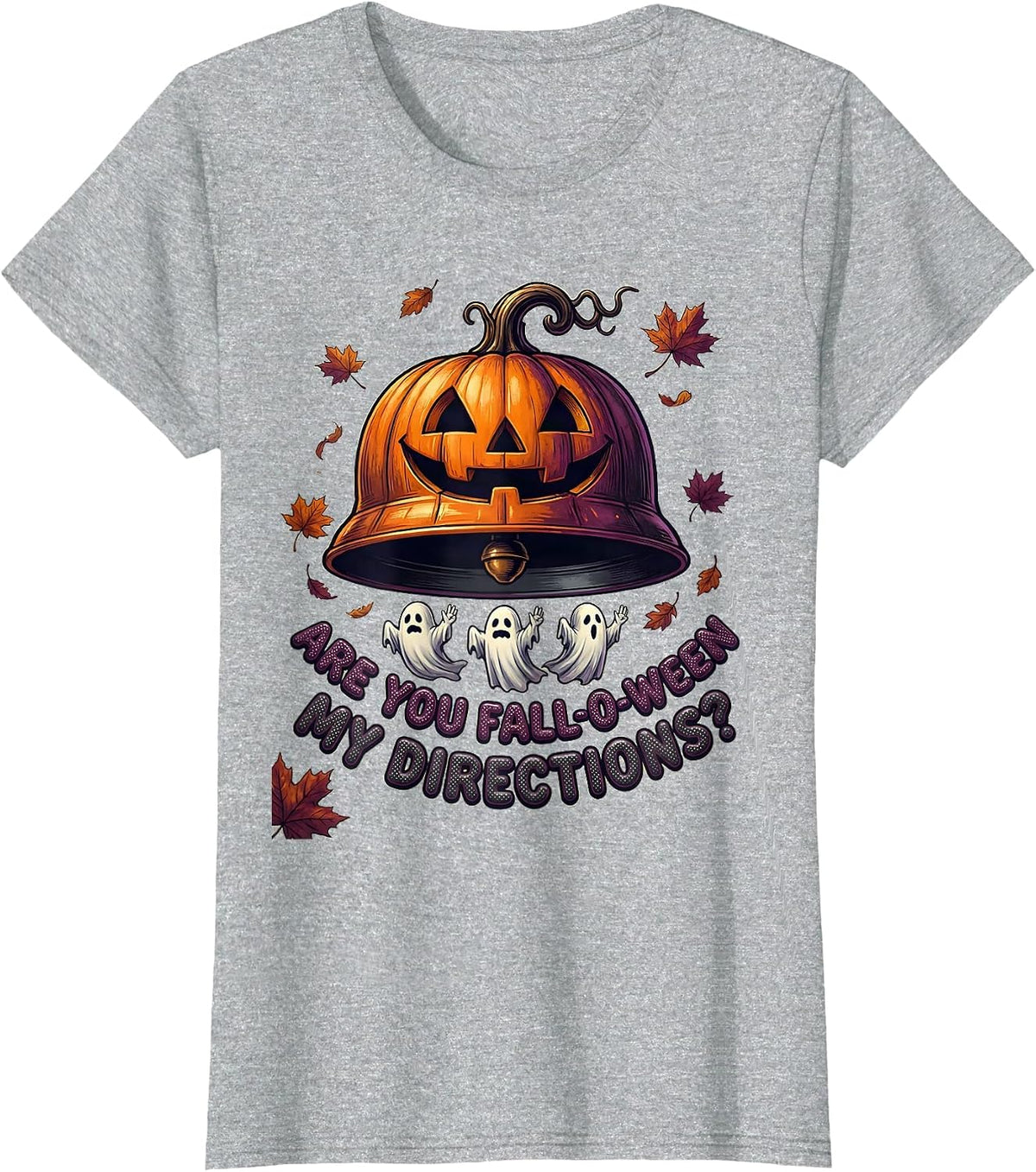 Women's Are You Fall-O-Ween My Directions Teacher Halloween Ghost T-Shirt - Heather Grey