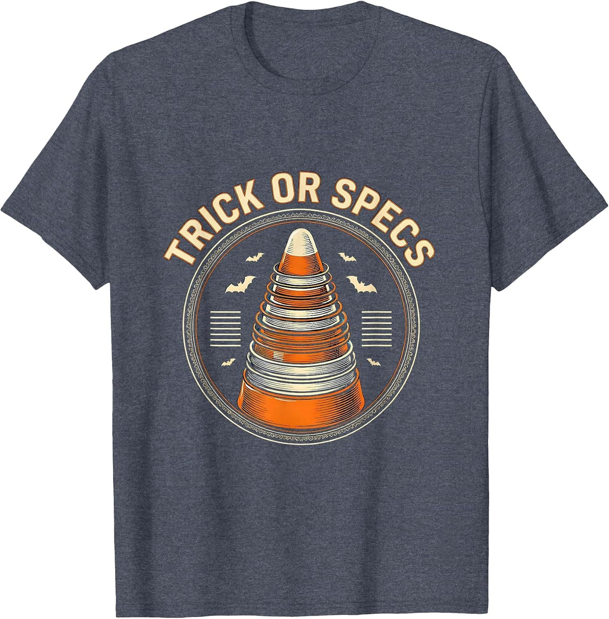 Trick or Specs Funny Optometrist Halloween Eye Doctor T-Shirt - Heather Blue