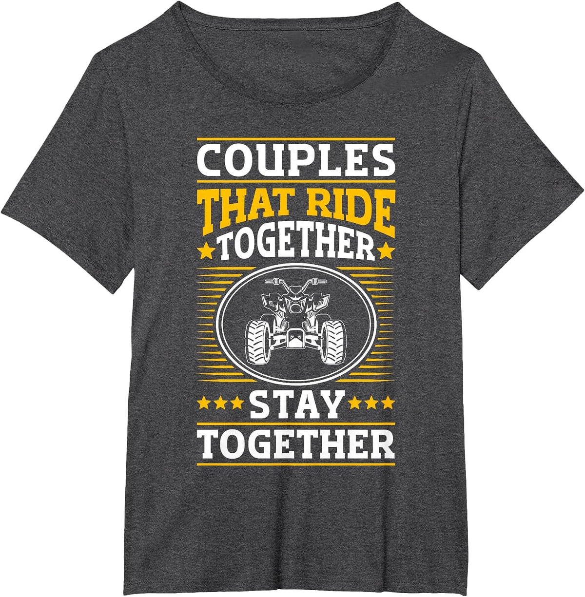 ATV Quad Biker Quad Bike Vintage Couples Driving T-Shirt - Dark Heather Grey