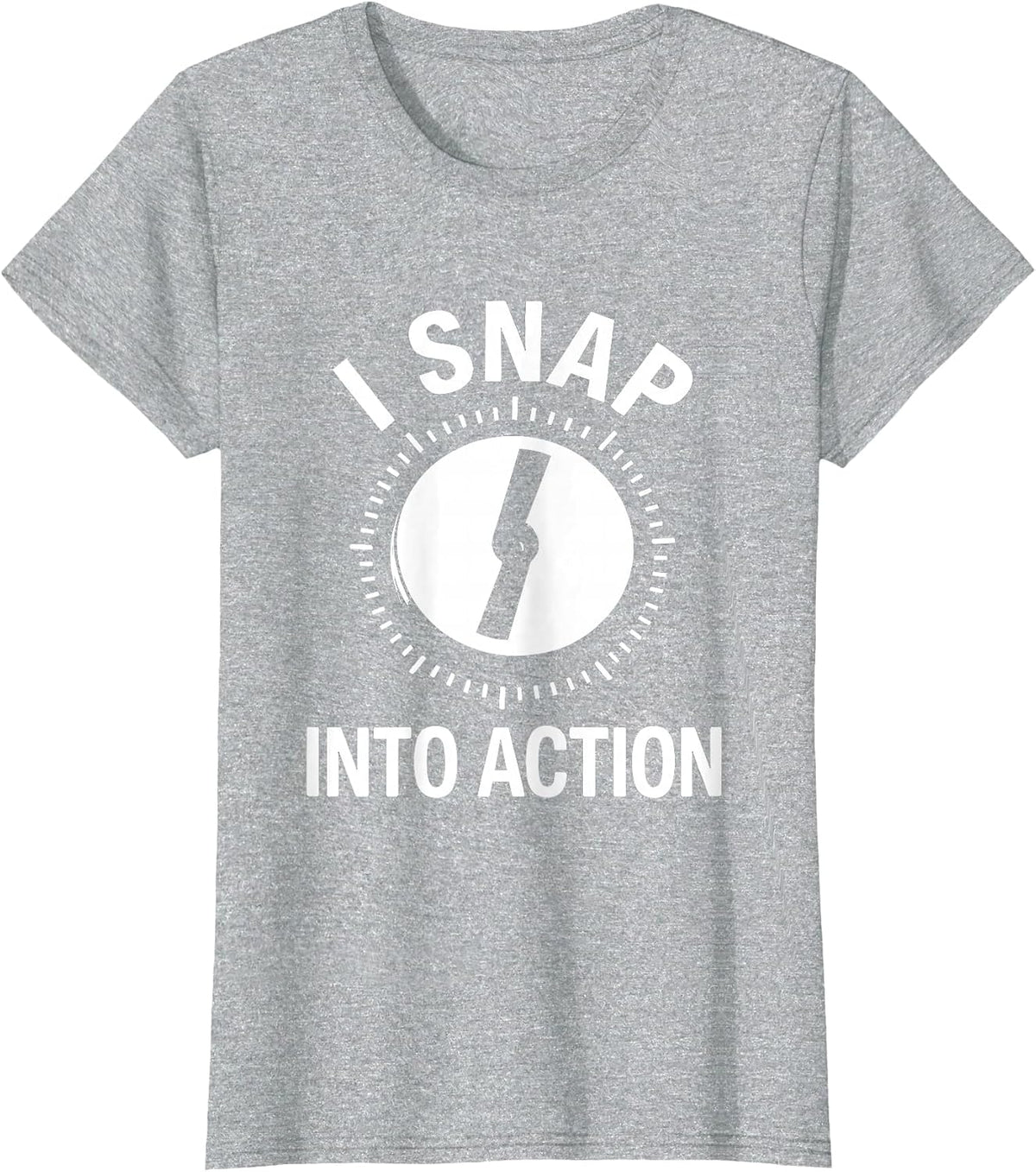 I Snap Into Action Funny Photographer Gift Camera Humor T-Shirt - Heather Grey