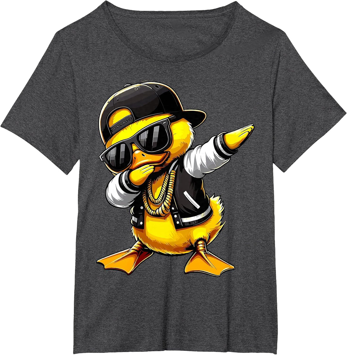 Duck Dabbing Funny Rubber Duck with Sunglasses T-Shirt - Dark Heather Grey