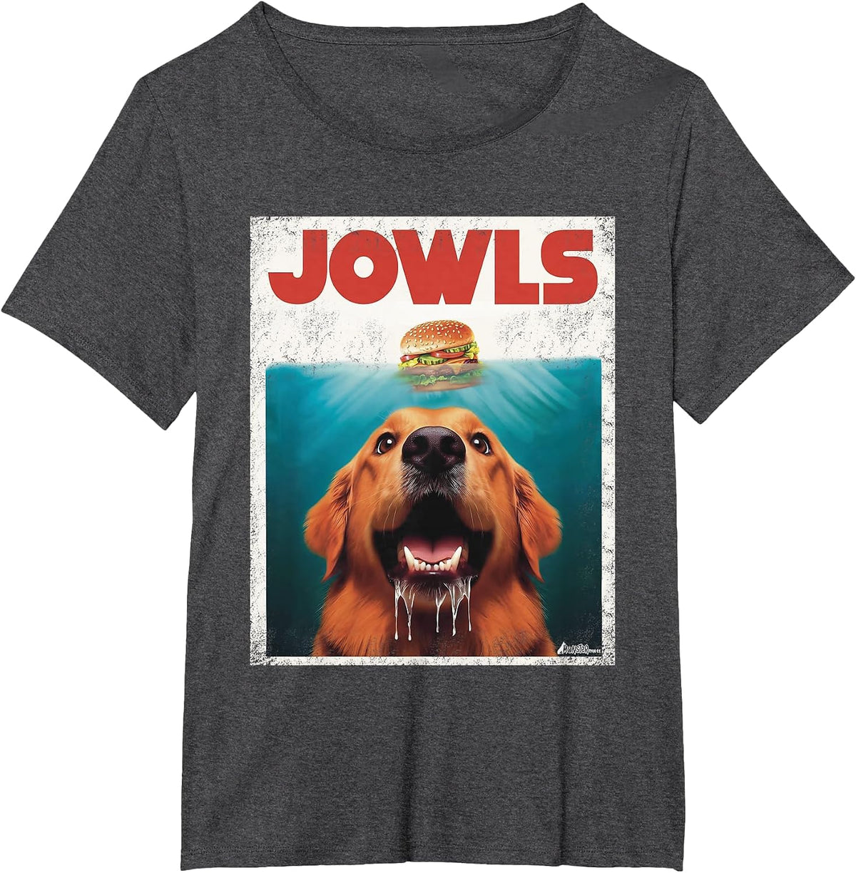 Funny Golden Retriever Rusty Goldie Jowls, Burger Dog Mom T-Shirt - Dark Heather Grey