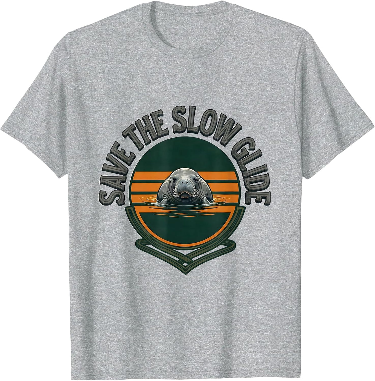 Men's Save The Slow Glide Funny Manatee Lover Sea Cow Humor T-Shirt - Heather Grey