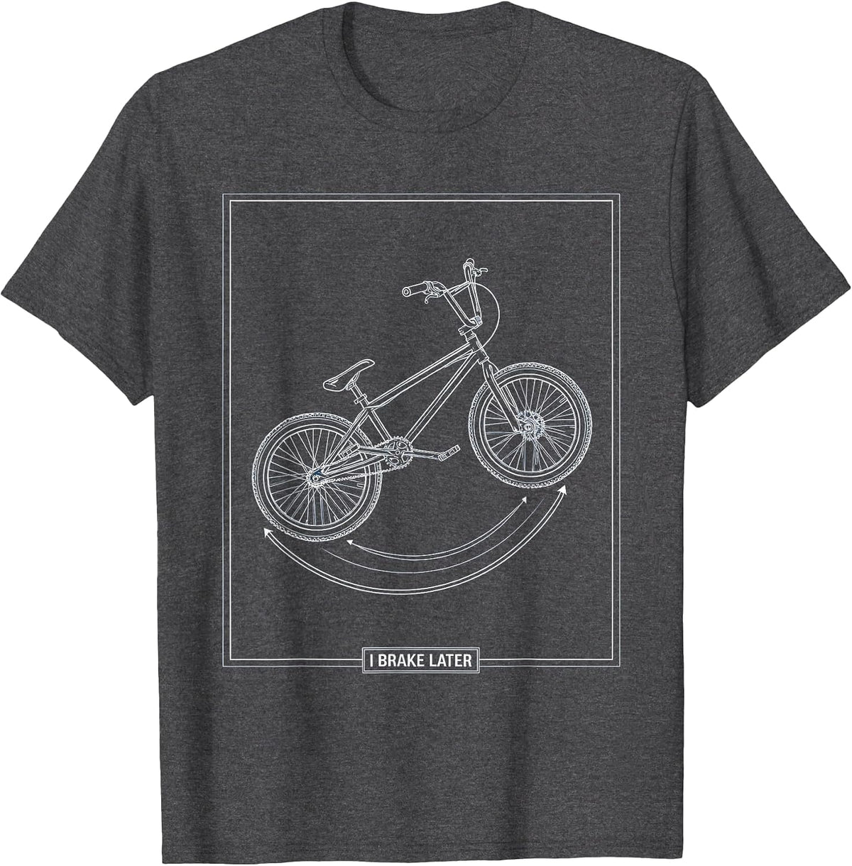 I Brake Later Technical Blueprint BMX Bike Kids Extreme T-Shirt - Dark Heather Grey