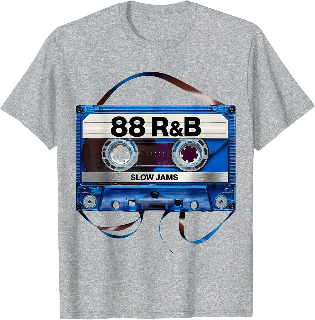 Men's 88 R&B Slow Jams Retro Cassette Deck Old School Mixtape T-Shirt - Heather Grey