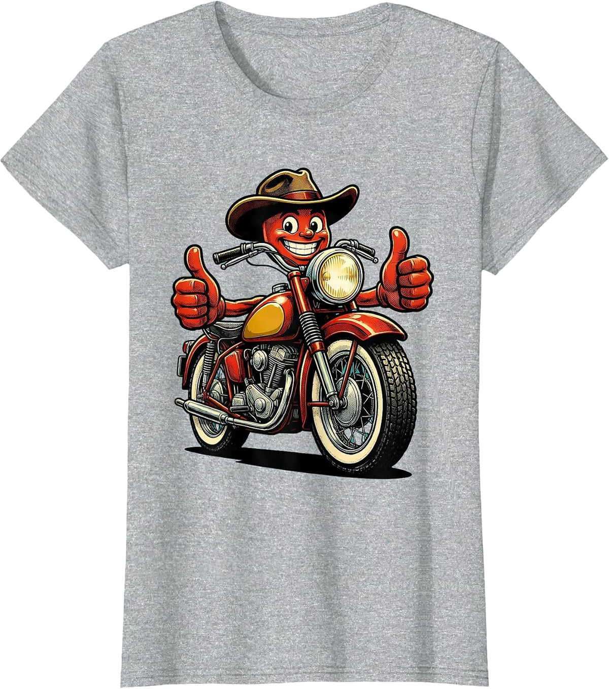 Women's Vintage Classic Motorcycle Chrome Details Side View T-Shirt - Heather Grey