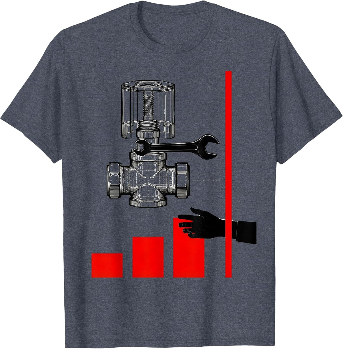 Exploded Valve Plumbing Trade Humor Gift for Plumbers T-Shirt - Heather Blue
