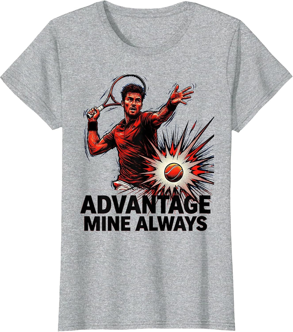 Advantage Mine Always Tennis Graphic Design T-Shirt - Heather Grey