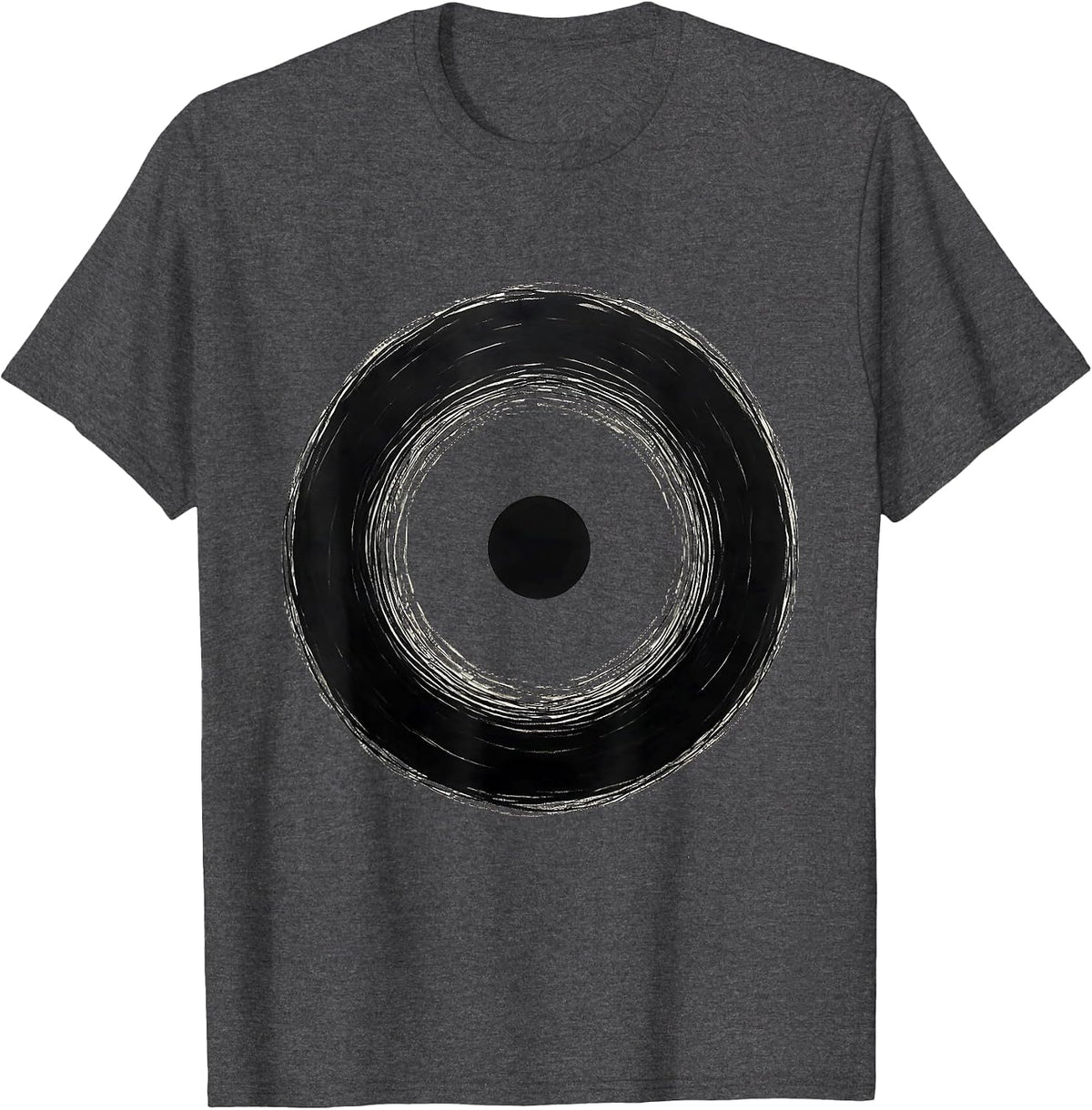 Zen Circle Brushstroke Dot Minimalist Art T-Shirt - Dark Heather Grey