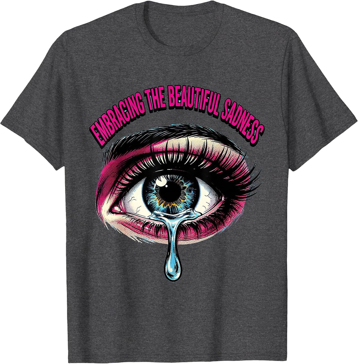 Embracing the Beautiful Sadness Emo Design T-Shirt - Dark Heather Grey