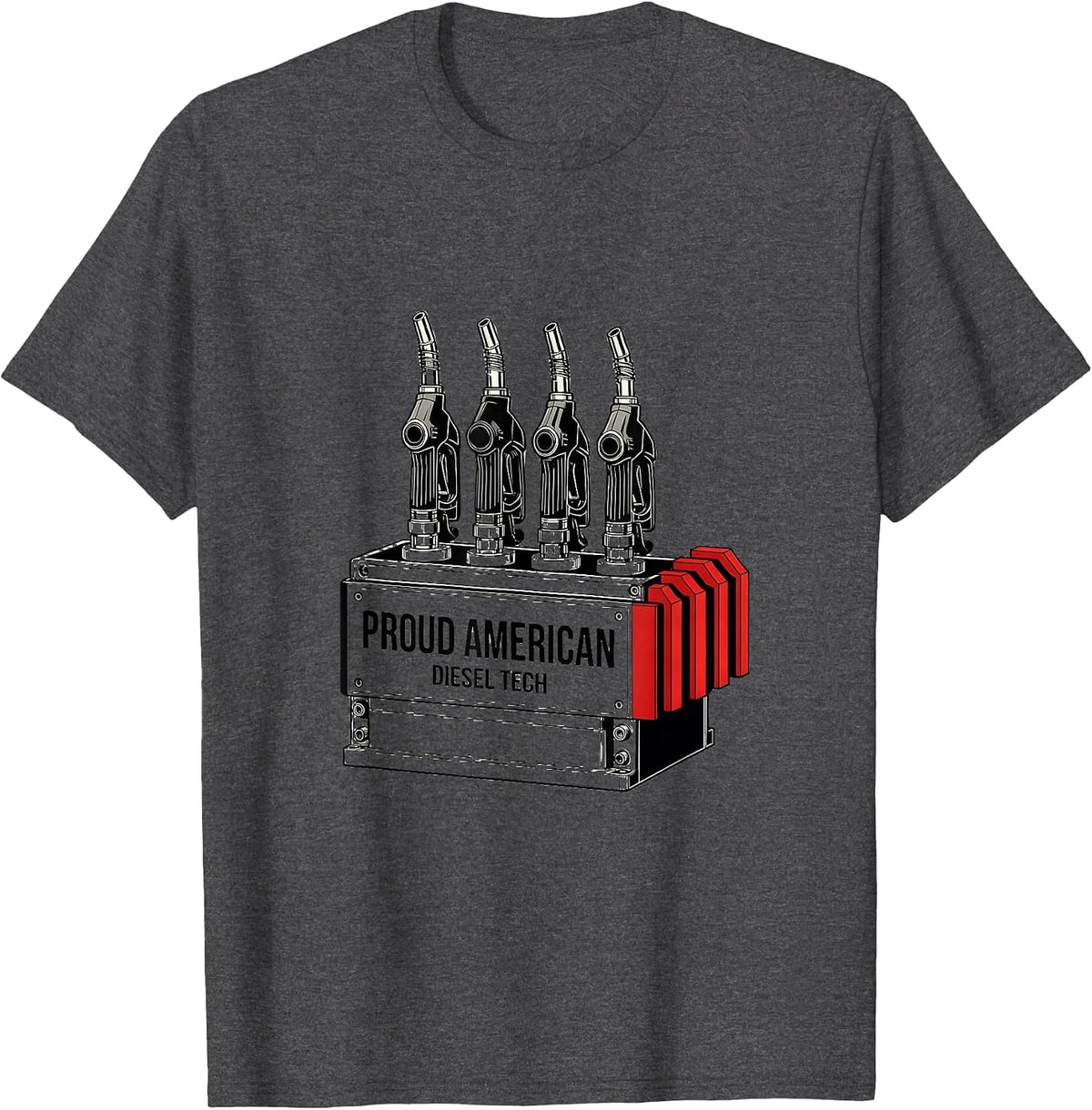 Proud American Diesel Tech Patriotic Diesel Tech Oilfield T-Shirt - Dark Heather Grey