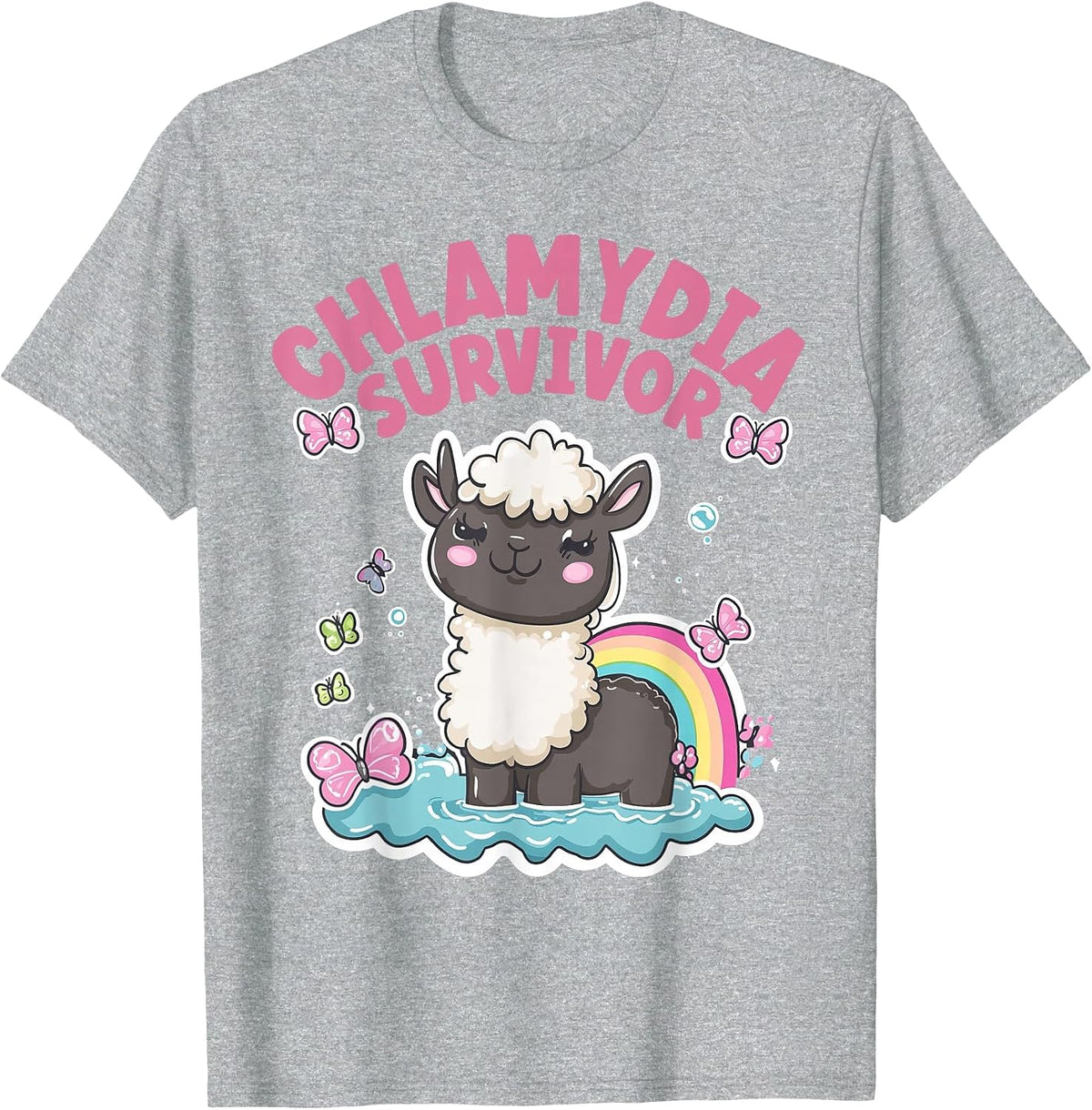Chlamydia Survivor | Funny Inappropriate | Meme Llama T-Shirt - Heather Grey