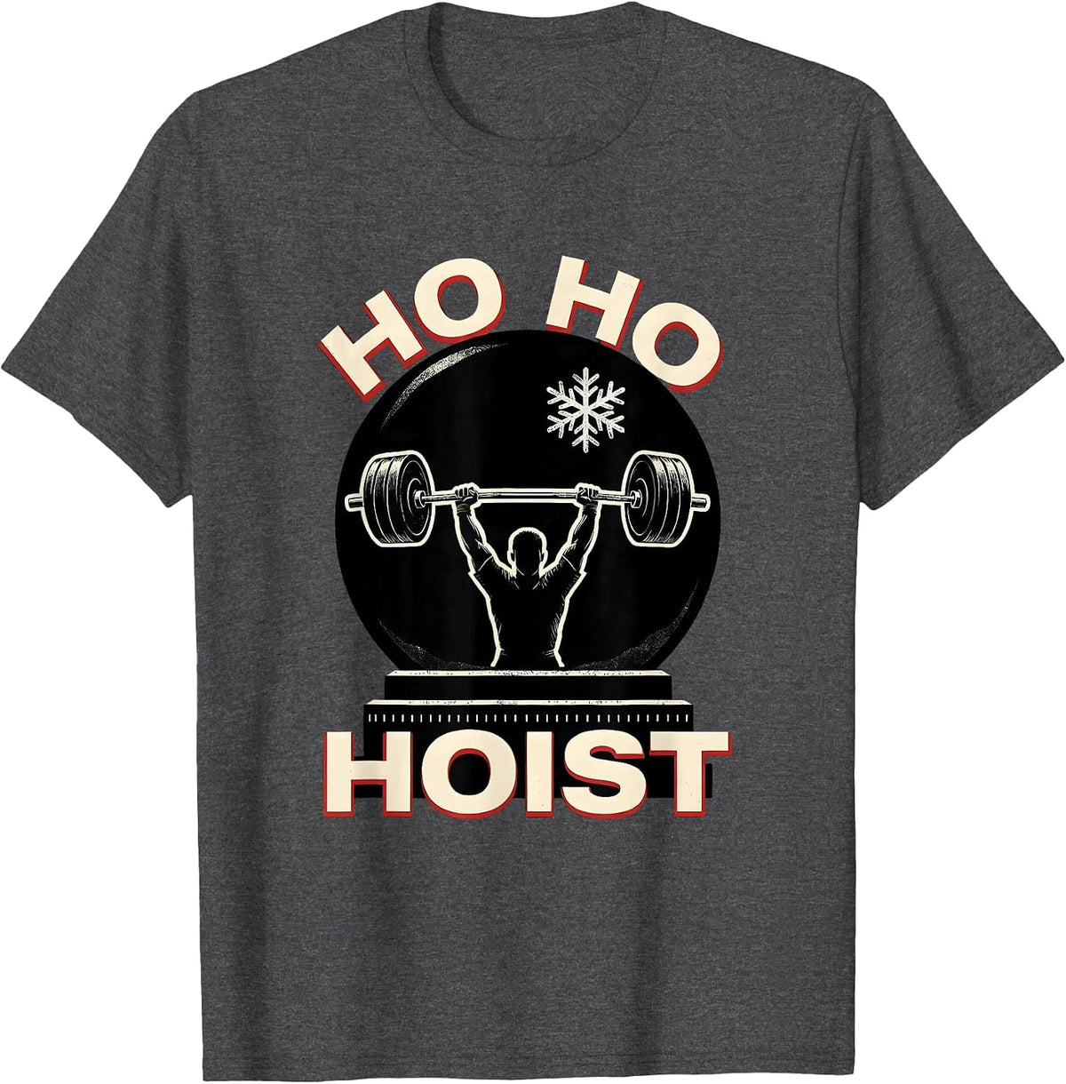 Men's Ho Ho Hoist Funny Christmas Gym Bodybuilding Weightlifting T-Shirt - Dark Heather Grey