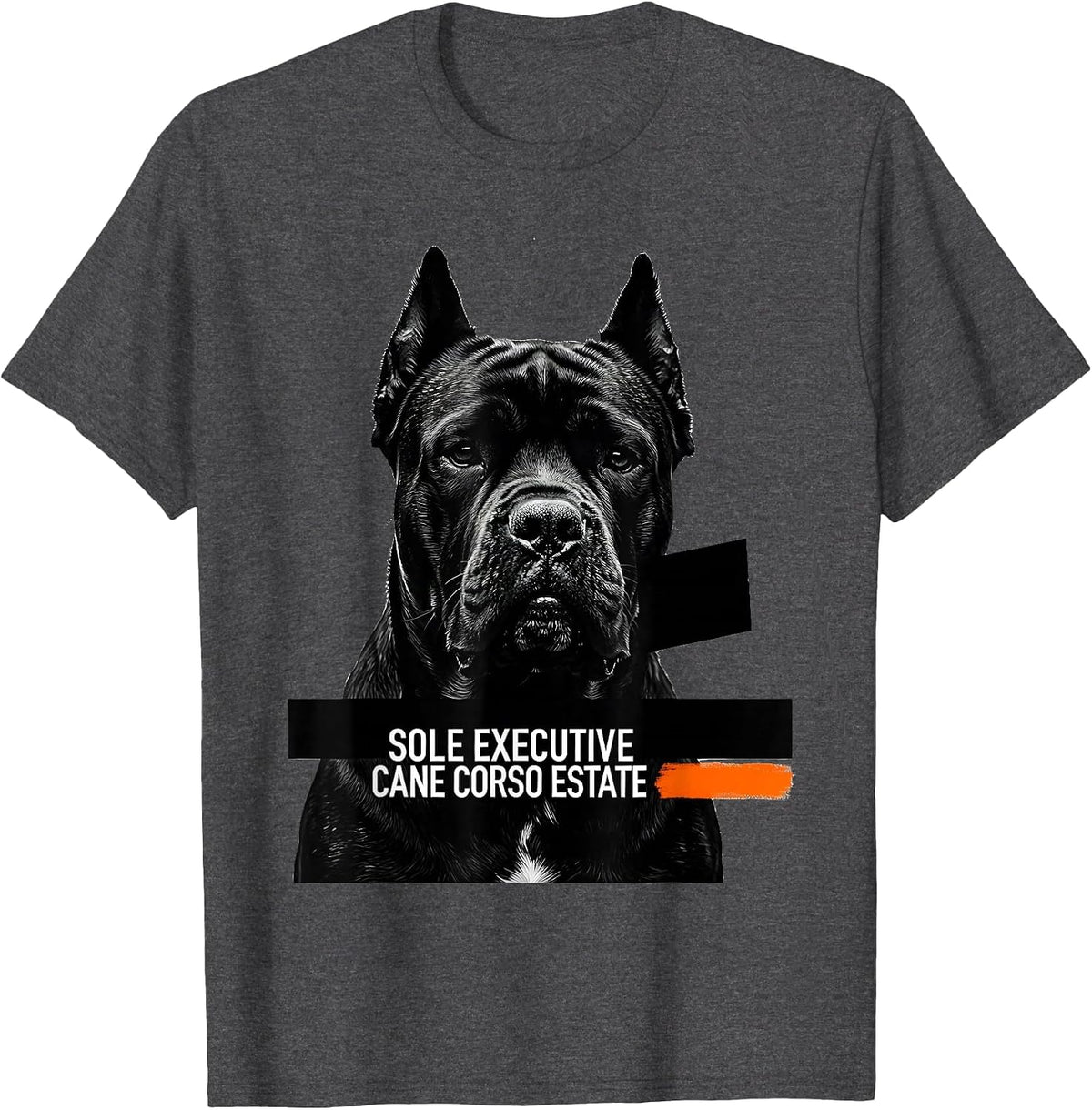 Men's Sole Executive Cane Corso Estate Brutalist Dog Meme Humor T-Shirt - Dark Heather Grey
