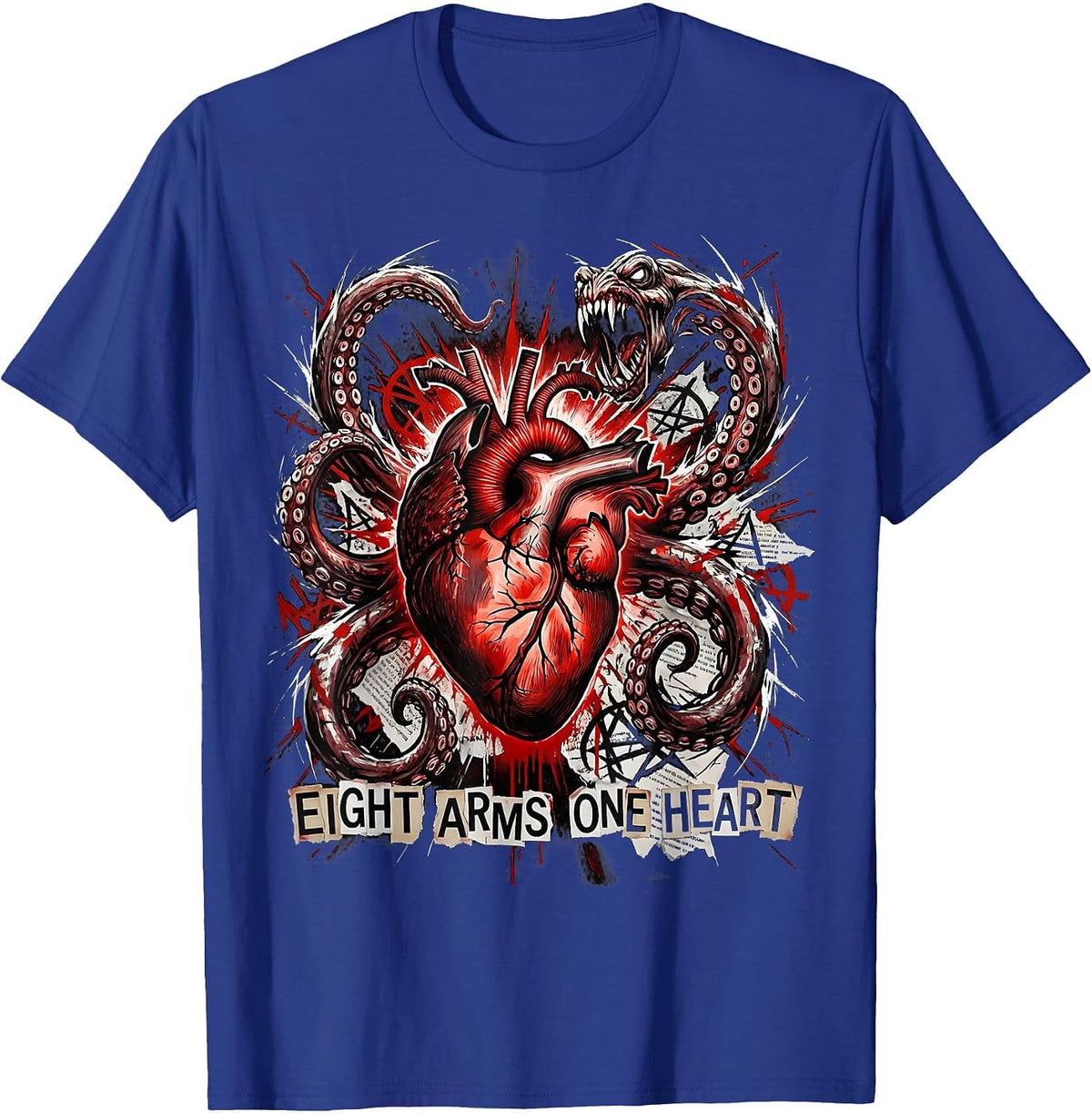 Eight Arms One Heart Octopus Lover Design T-Shirt - Royal Blue