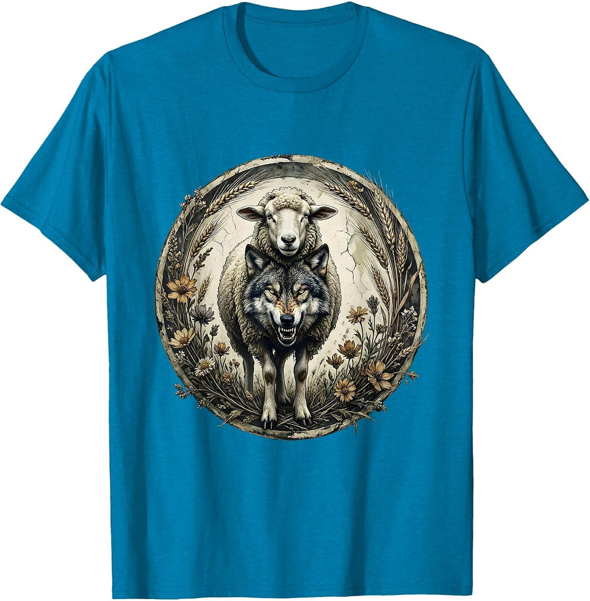 Wolf In Sheep's Clothing Christian Graphic T-Shirt - Sapphire Blue