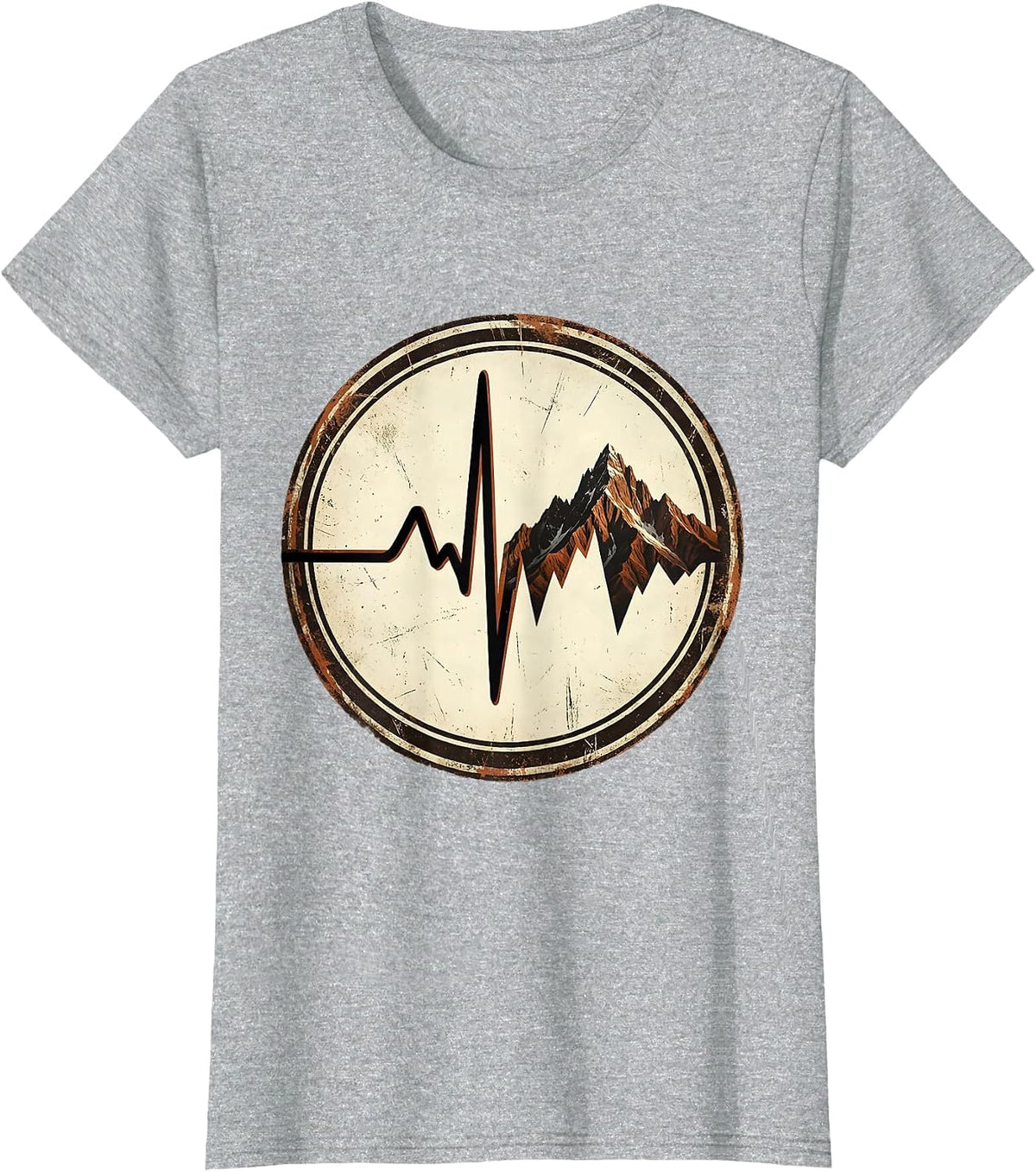 Women's EMT Heartbeat Mountain Range Graphic T-Shirt - Heather Grey