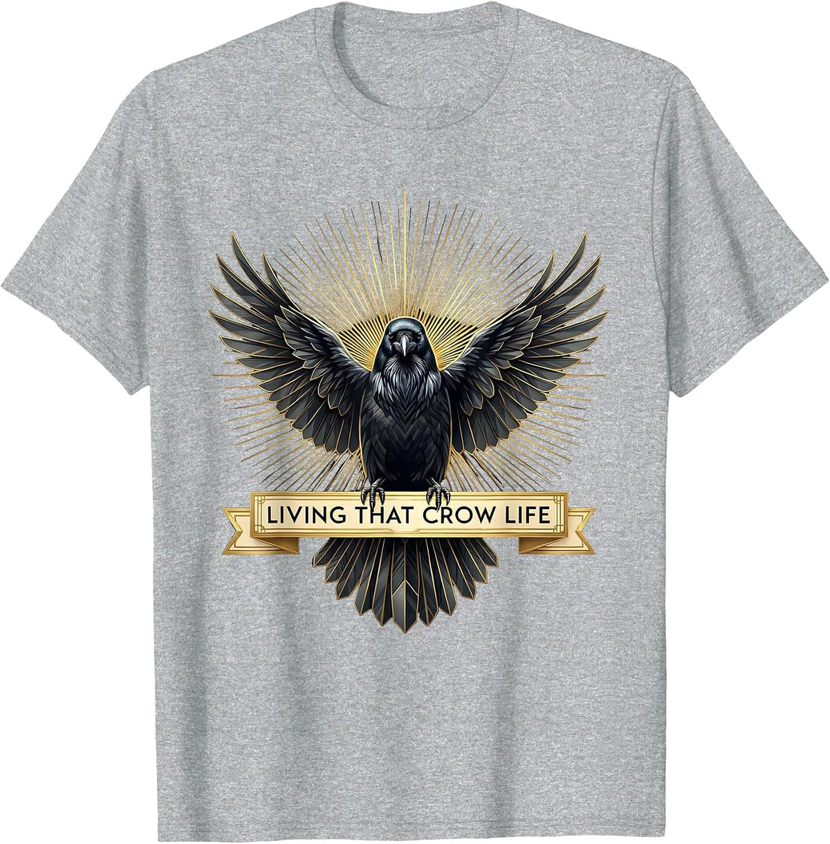 Men's Living That Crow Life Crow Lover Design T-Shirt - Heather Grey