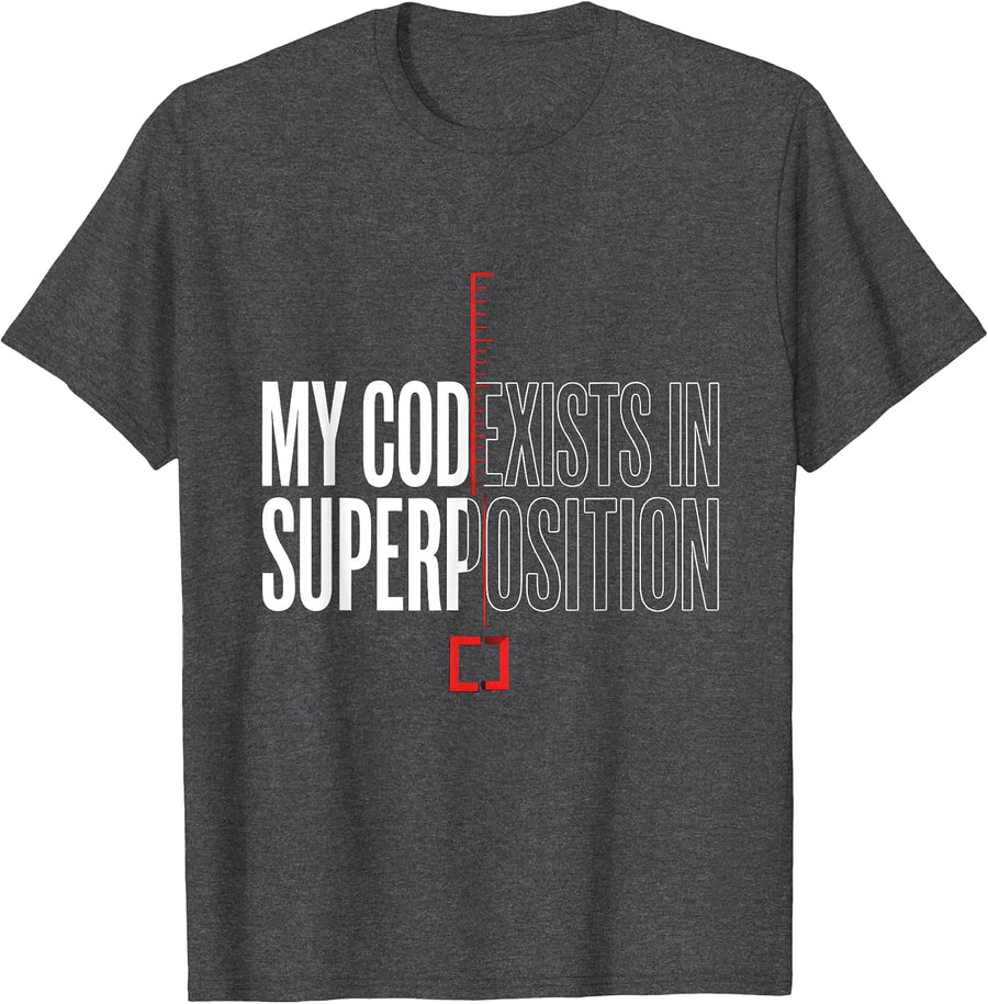 Men's My Code Exists In Superposition Funny Quantum Physics T-Shirt - Dark Heather Grey