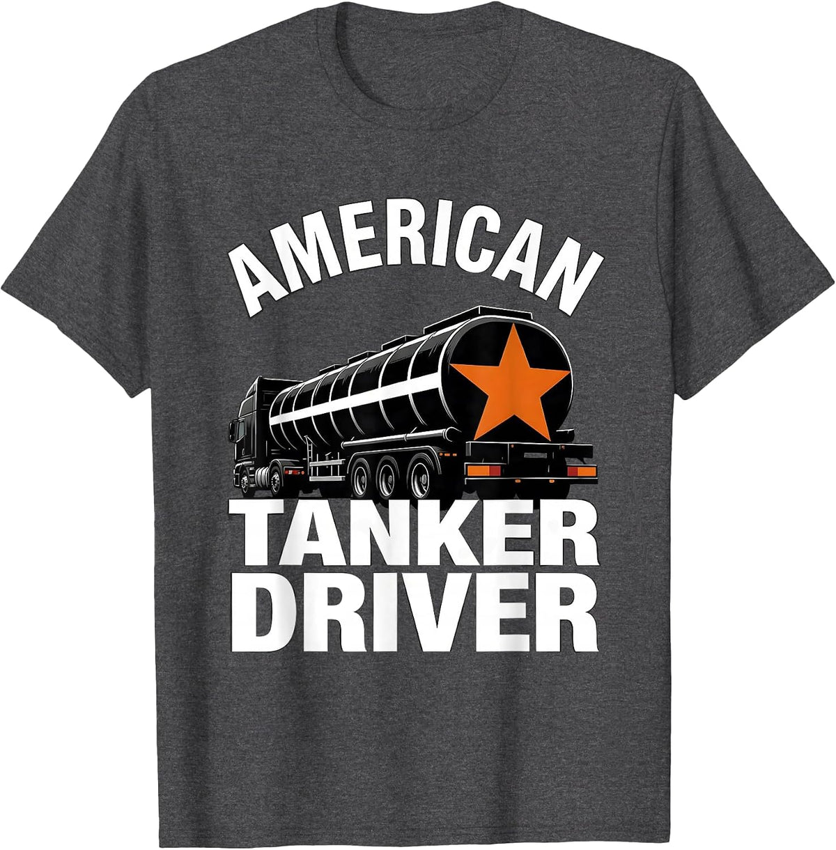 American Tanker Driver Brutalist Tanker Trucker Patriotic T-Shirt - Dark Heather Grey