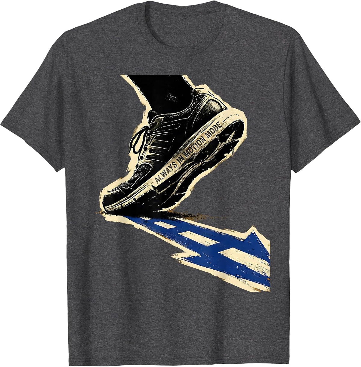 Always In Motion Mode Athleisure Graphic Design T-Shirt - Dark Heather Grey