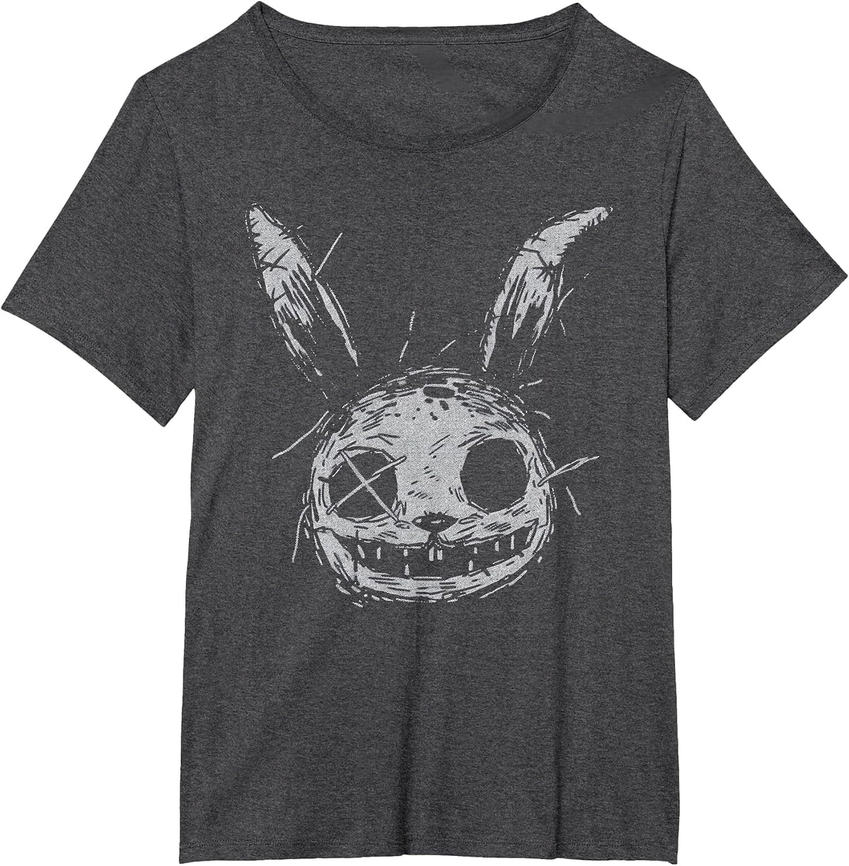 Evil Scary Bunny Rabbit Alt Goth Grunge Horror Aesthetic T-Shirt - Dark Heather Grey