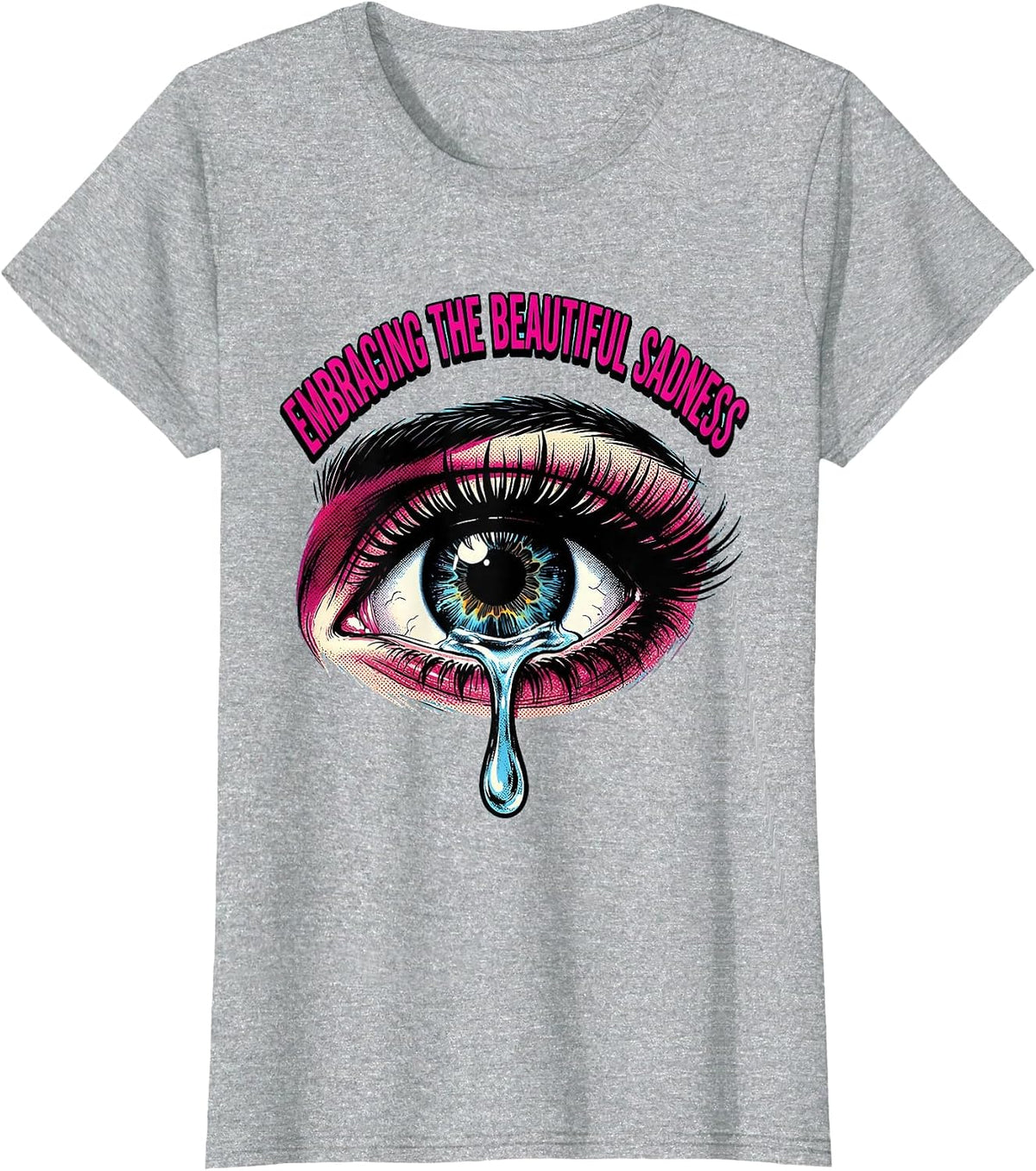 Embracing the Beautiful Sadness Emo Design T-Shirt - Heather Grey