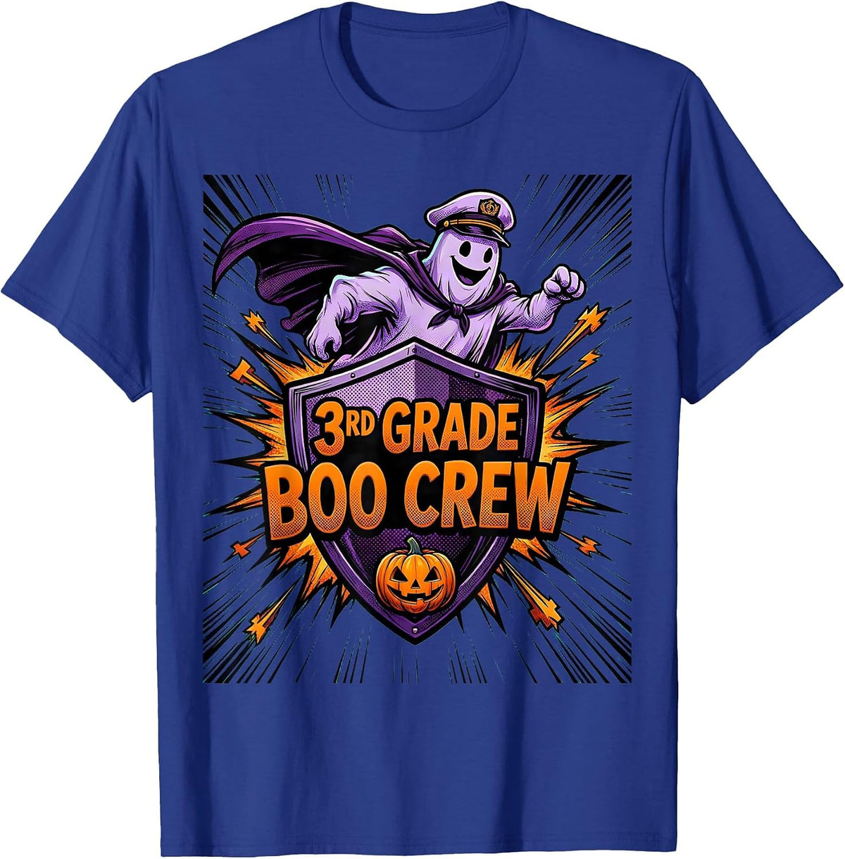 3rd Grade Boo Crew Spooky Third Grade Halloween Teacher T-Shirt - Royal Blue