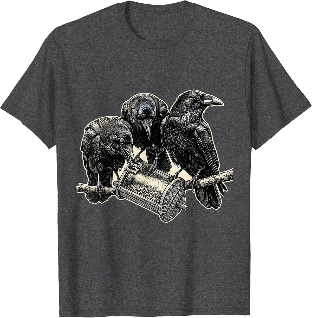 Attempted Murder Crows Dark Humor Gothic Bird Lover T-Shirt - Dark Heather Grey