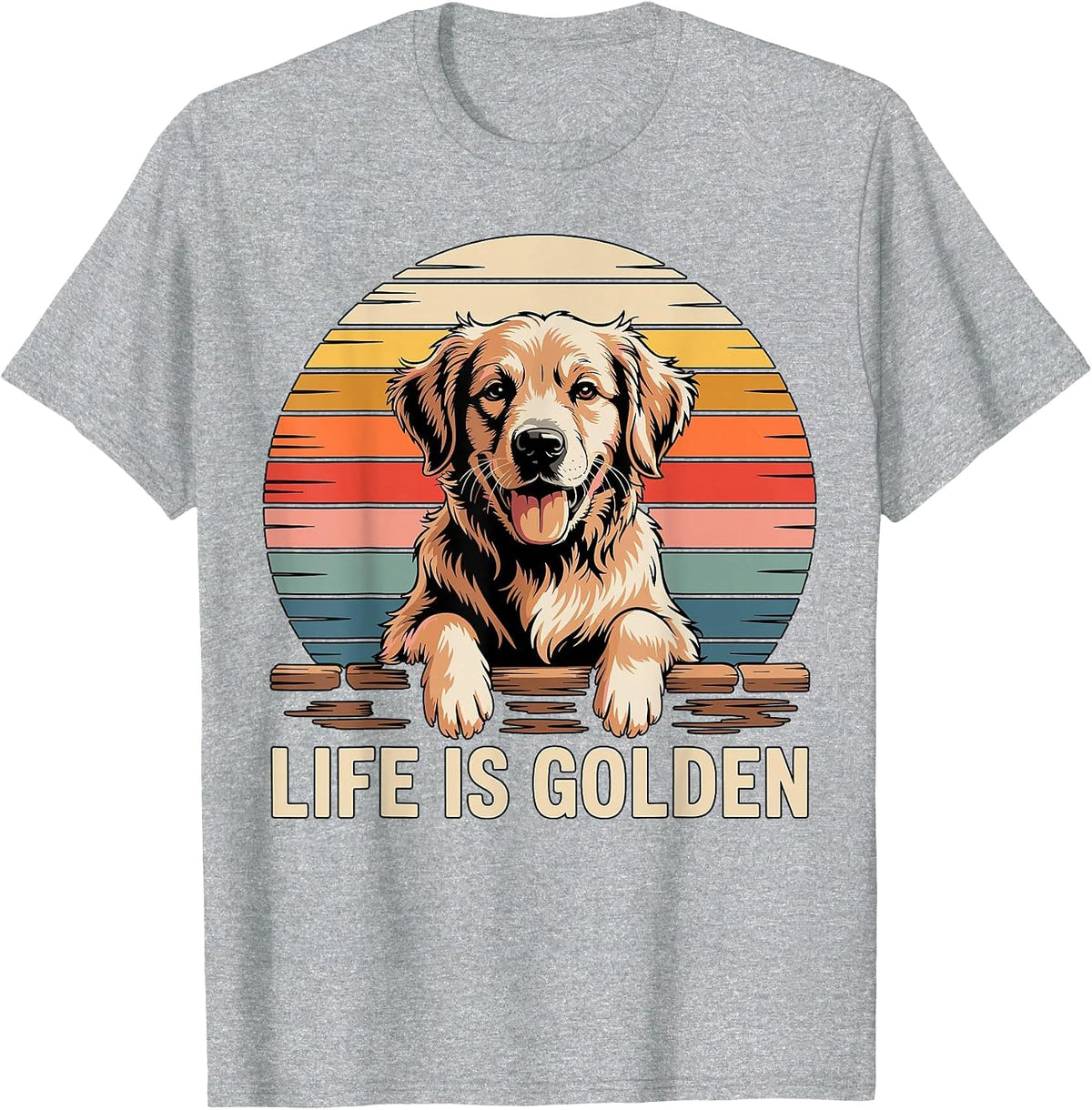 Life is Golden Retriever Shirt for Dog Lovers Tees T-Shirts Men Women - Heather Grey