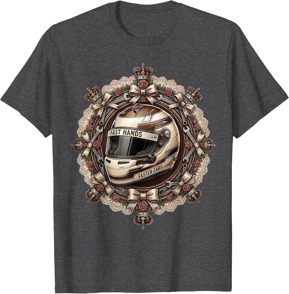 Fast Hands Faster Cars Pit Crew Racing Design T-Shirt - Dark Heather Grey