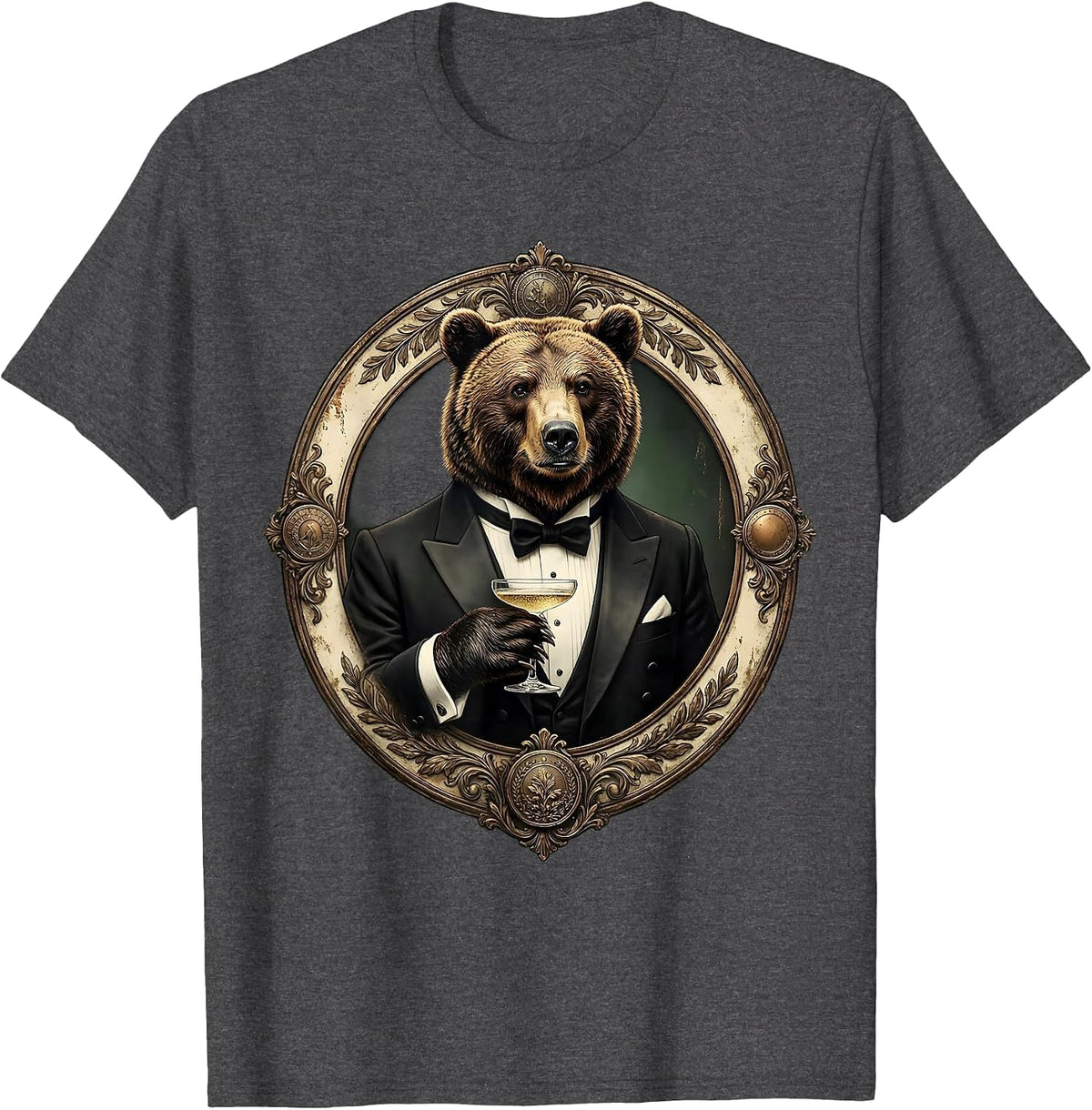 Men's Dapper Bear in Tuxedo Champagne Toast T-Shirt - Dark Heather Grey