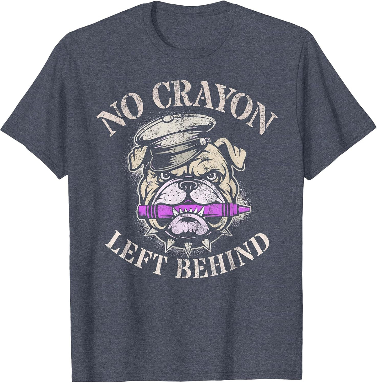 Funny NO Crayon Left Behind Officer School Military Corps T-Shirt - Heather Blue