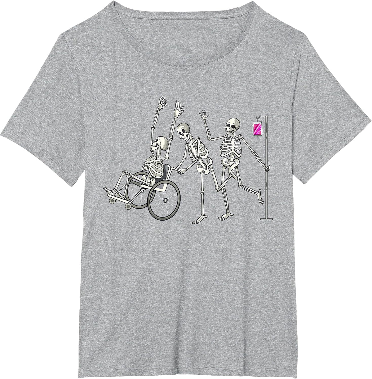 Nurse Skeletons Funny Halloween Healthcare CNA Medical Crew T-Shirt - Heather Grey