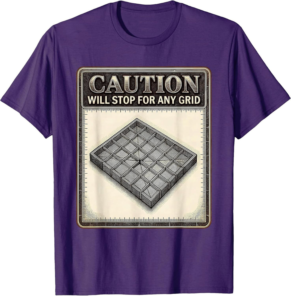 Caution: Will Stop For Any Grid Funny Geography Teacher T-Shirt - Purple