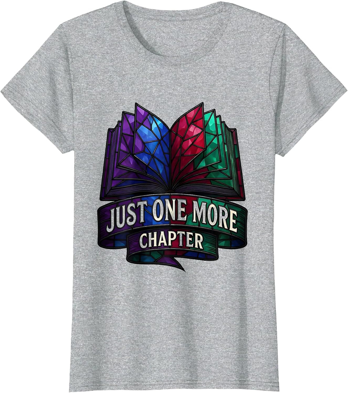 Just One More Chapter Book Lover Design T-Shirt - Heather Grey