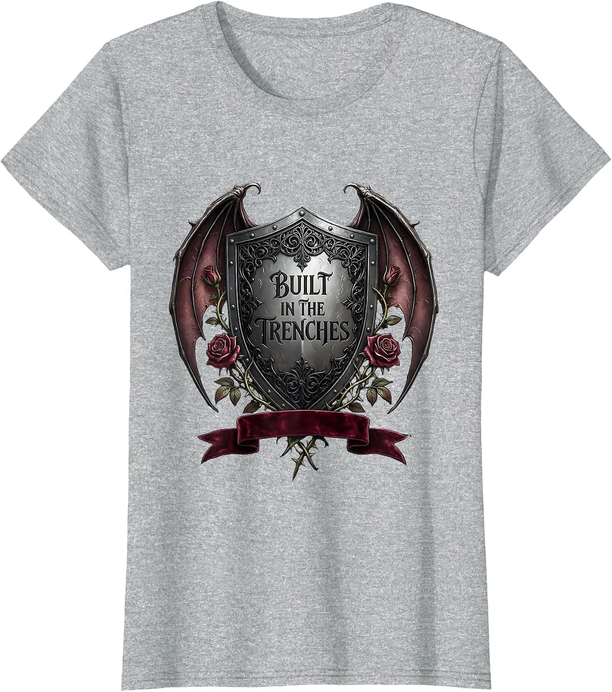 Built in the Trenches Football Lineman Design T-Shirt - Heather Grey
