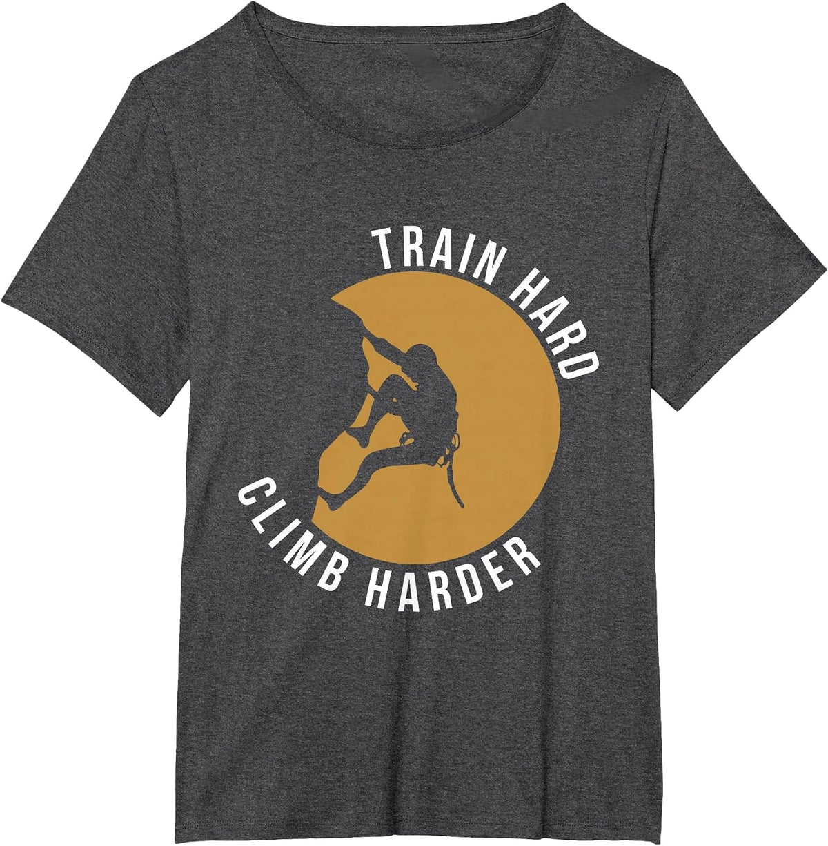 Train Hard Climb Harder Climbing Bouldering T-Shirt - Dark Heather Grey