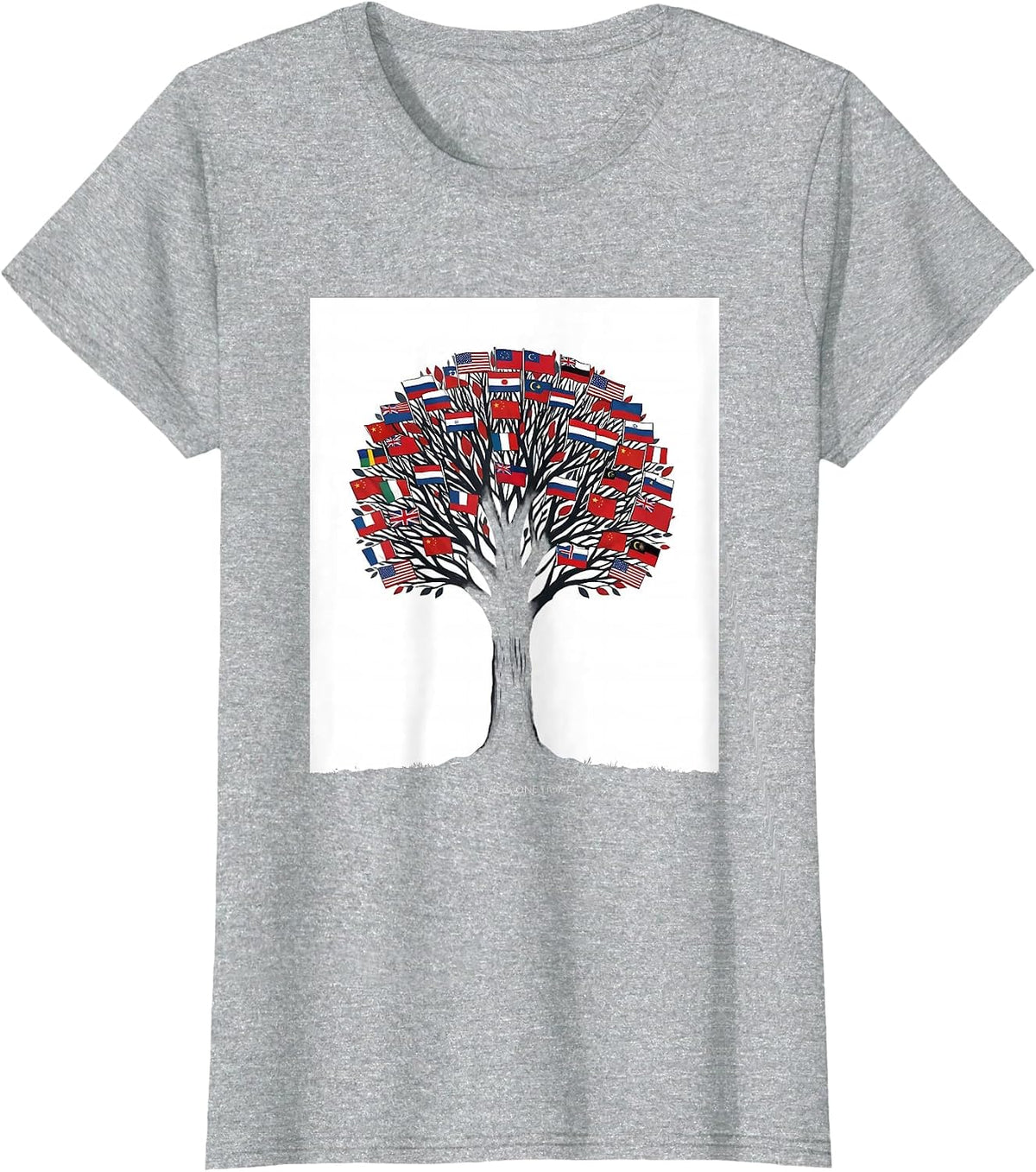 All Flags One Home Minimalist Geography Lover Gift T-Shirt - Heather Grey