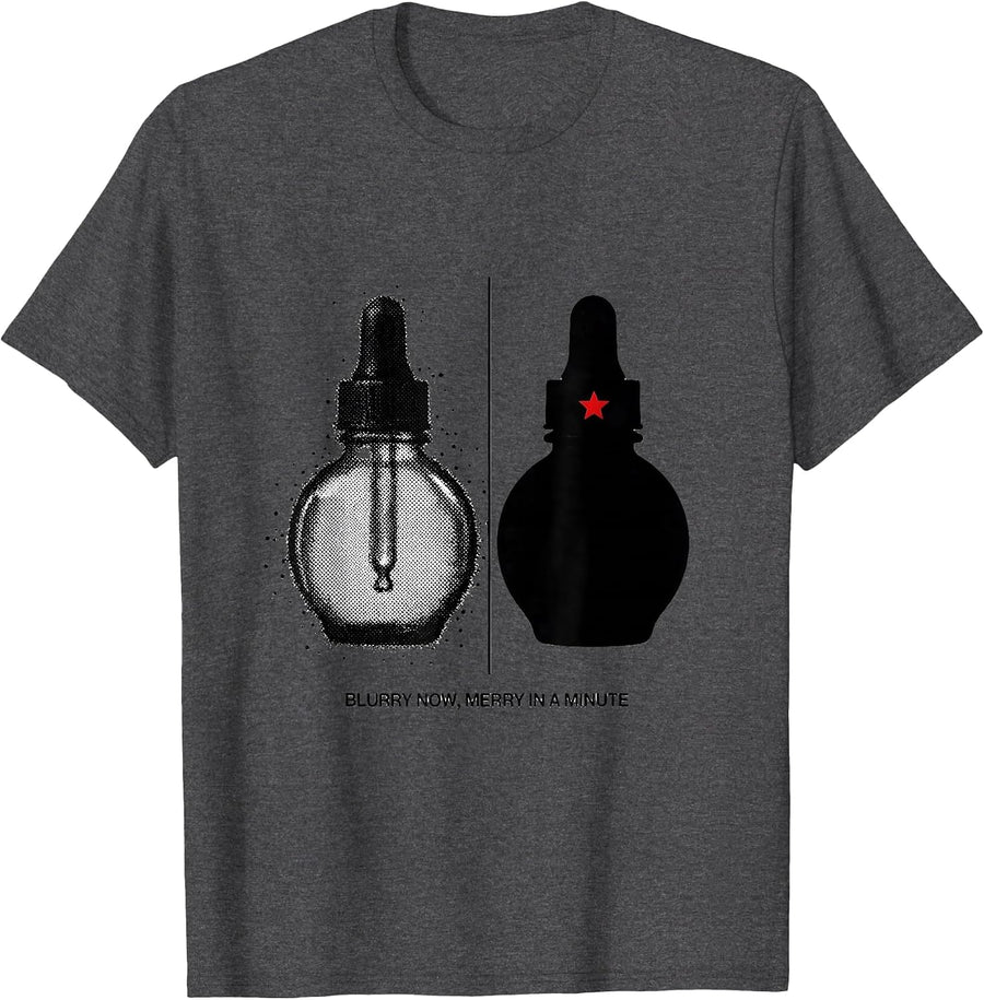 Men's Blurry Now, Merry In A Minute Optometrist Christmas Eye-Care T-Shirt - Dark Heather Grey