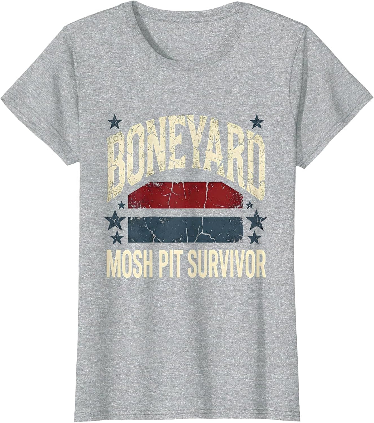 Women's Boneyard Mosh Pit Survivor Skeleton Rock Band T-Shirt - Heather Grey