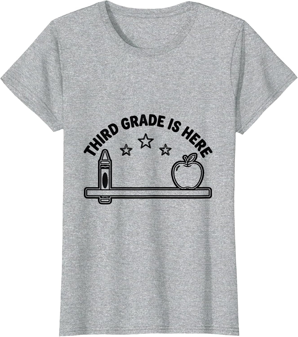 Women's Third Grade Is Here Playful Teacher Back To School Grade T-Shirt - Heather Grey