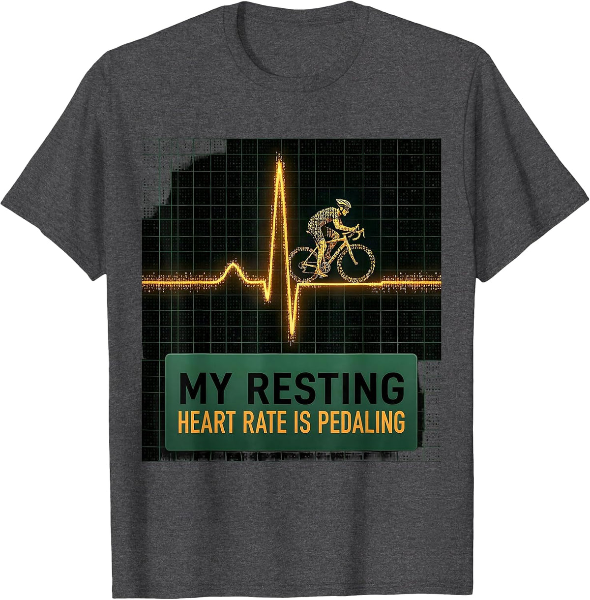 My Resting Heart Rate Is Pedaling Vintage Cyclist Bike Pulse T-Shirt - Dark Heather Grey