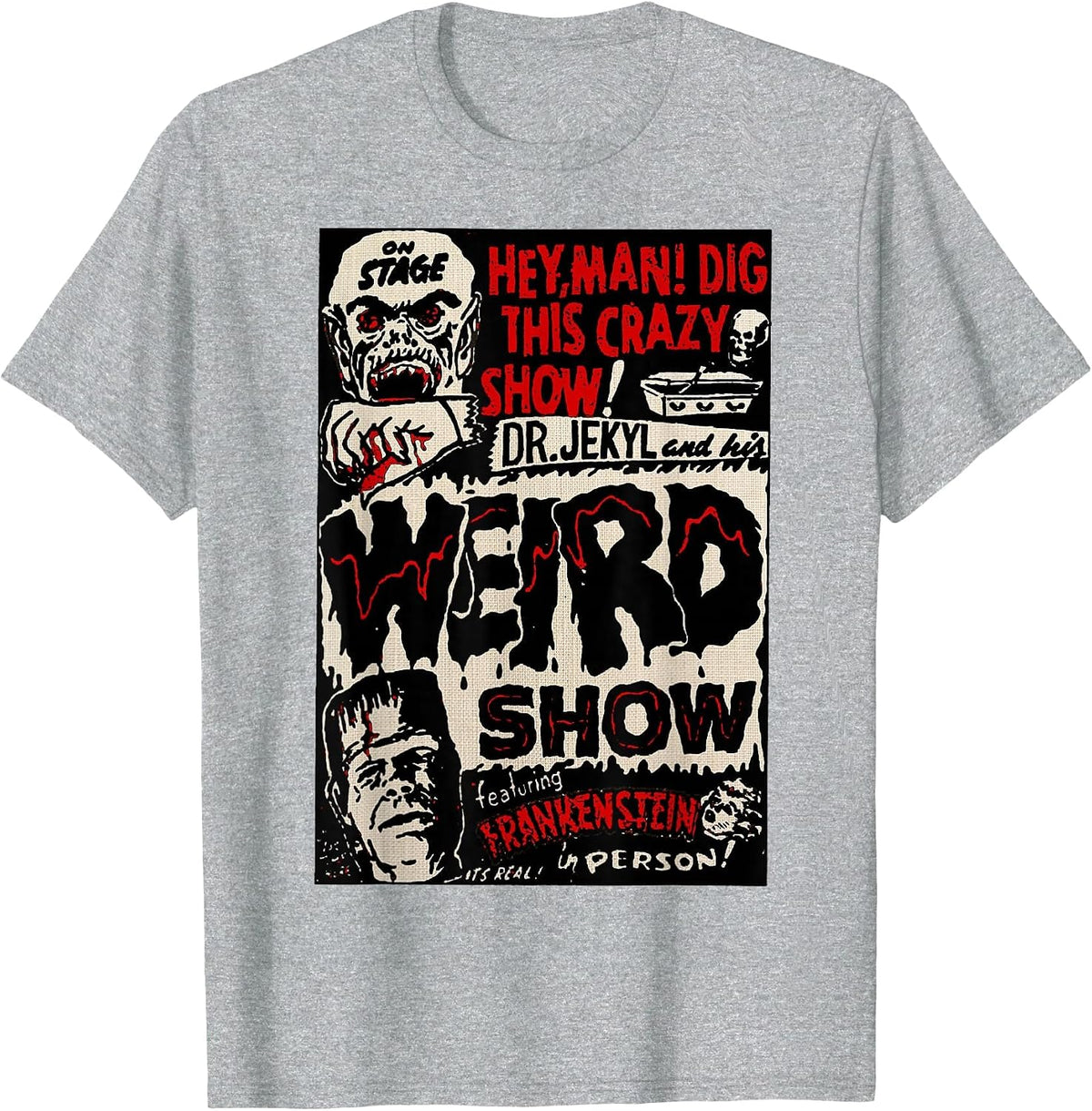 Horror Movie Monster Vintage Halloween Frankenstein T-Shirt - Heather Grey
