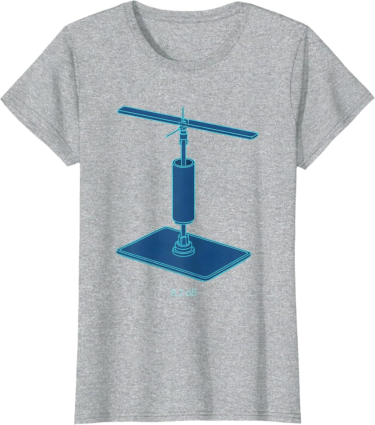 8.2 dB Exploded Antenna Ham Radio Operator Nerdy Humor T-Shirt - Heather Grey