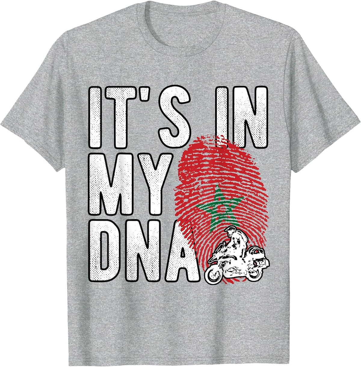 It's in My DNA Morocco Flag Moroccan Motorcycle Rider Proud T-Shirt - Heather Grey