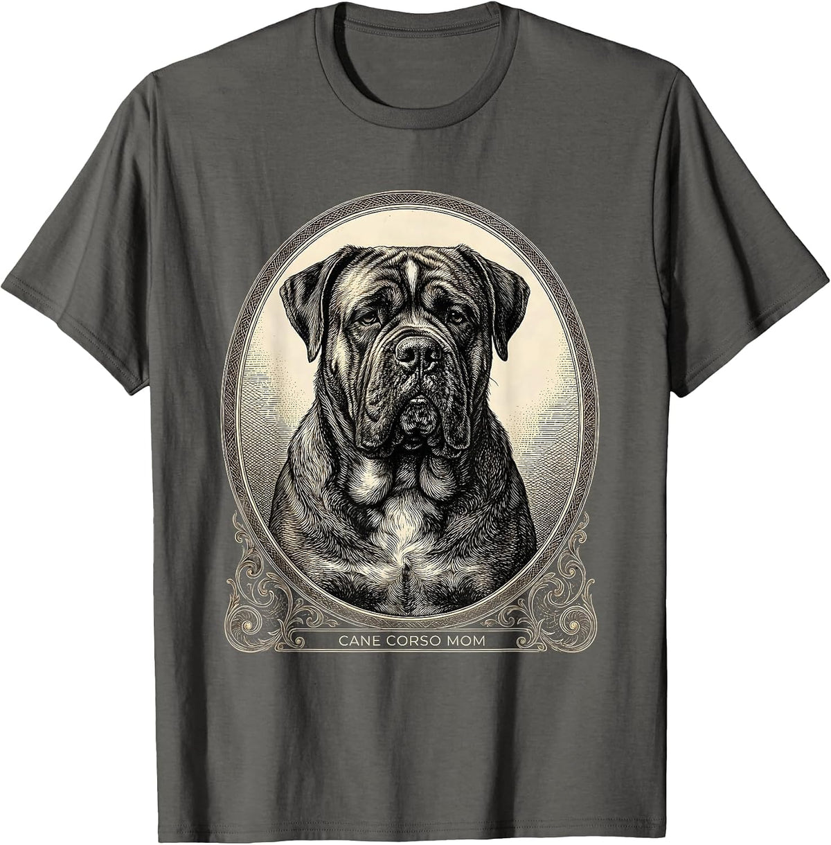 Men's Cane Corso Mom Sentimental Dog Owner Pride Crosshatch T-Shirt - Asphalt Grey