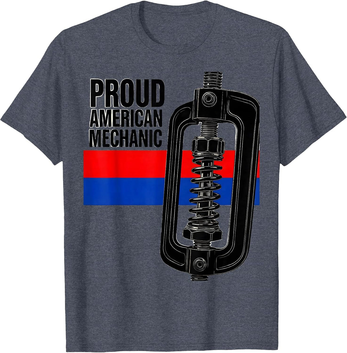 Proud American Mechanic Patriotic Trade Worker Blue Collar T-Shirt - Heather Blue
