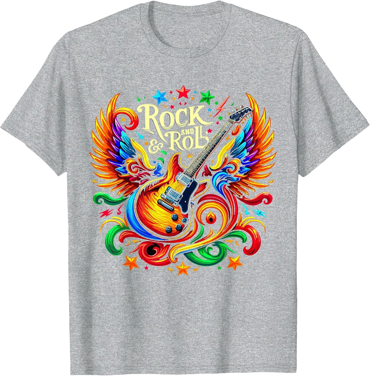 Rock and Roll Electric Guitar Band Guitarist T-Shirt - Heather Grey