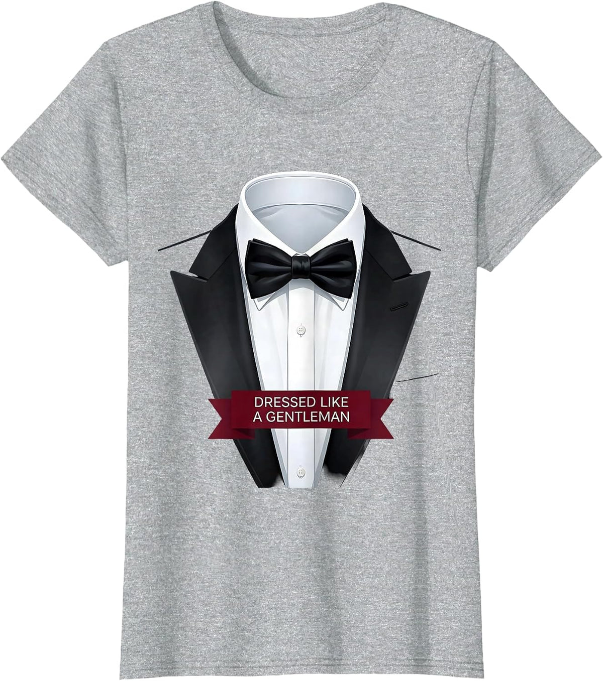 Dressed Like A Gentleman Tuxedo Design T-Shirt - Heather Grey
